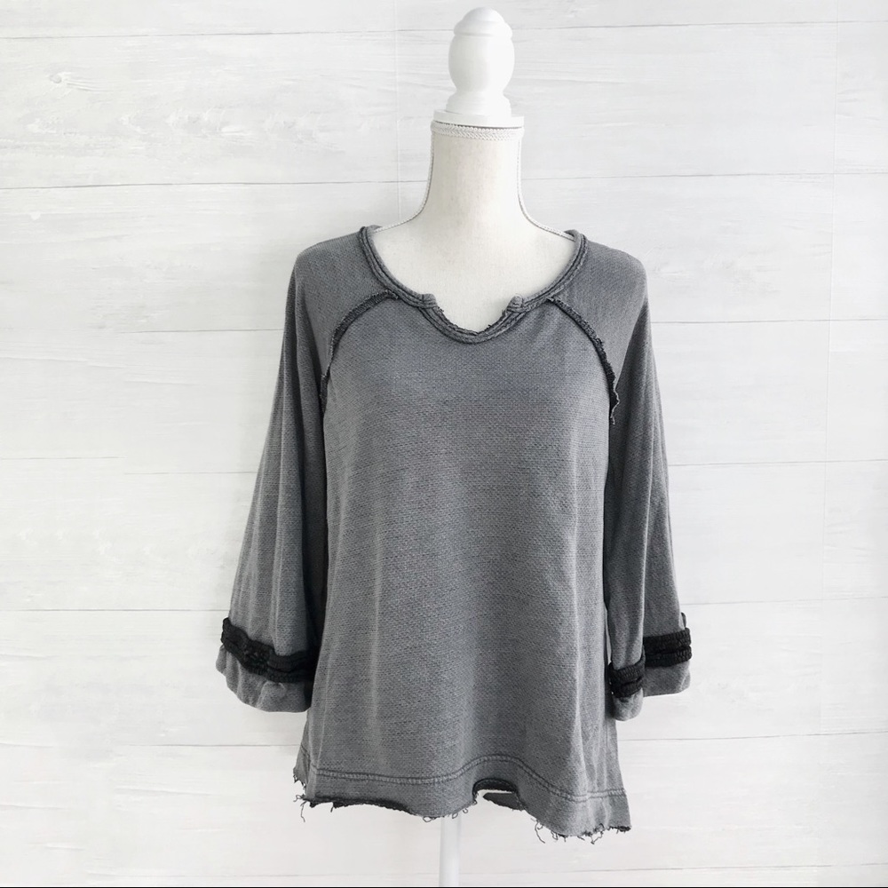{Free People} Distressed slouchy sweatshirt, S